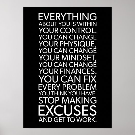 言ストップい訳 – 成功やる気を起こさせる ポスター (正面)