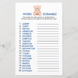 言葉がスクランブル | Teddy Bear男の赤ちゃんシャワーゲーム