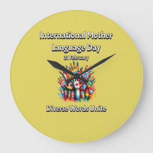 言葉が一致する。母語の日。 ラージ壁時計