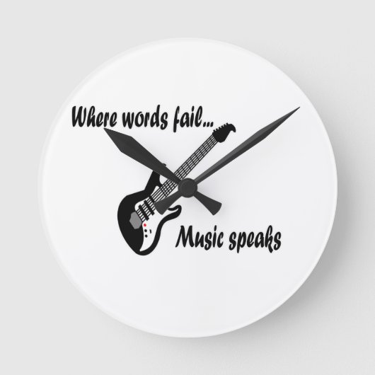 言葉が通じない所、音楽話 ラウンド壁時計 (正面)