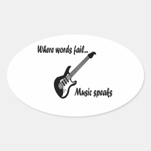 言葉が通じない所、音楽話 楕円形シール (正面)