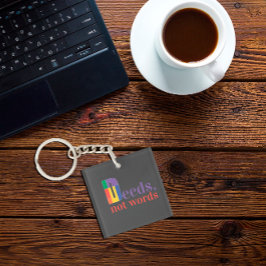 言葉ではない行動ウィズダム引用文ブラックキーチェーン キーホルダー