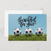 言葉でサッカーボール監督ファンありがとう サンキューカード (正面/裏面)