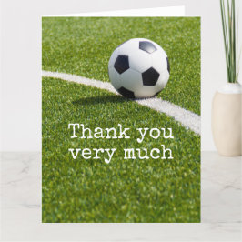 言葉でサッカーボール緑の草の上に感謝 サンキューカード