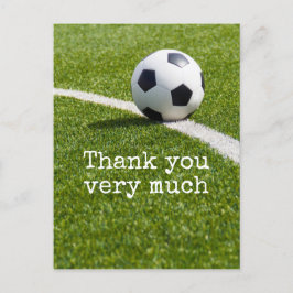 言葉でサッカーボール緑の草の上に感謝 ポストカード