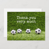 言葉でサッカーボール緑の草の上に感謝 ポストカード (正面/裏面)