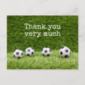 言葉でサッカーボール緑の草の上に感謝 ポストカード (正面)