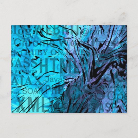 言葉で作られた，コンピュータの青 ポストカード (正面)