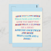 言葉で大事な行事の贈り物 ポストカード (正面/裏面)