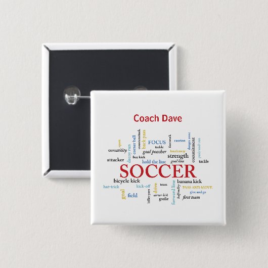 言葉で感謝を伝えるサッカーチームのコーチへの感謝の気持ち 缶バッジ (正面&裏面)