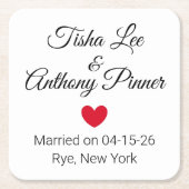 言葉とハート結婚披露宴 スクエアペーパーコースター (正面)