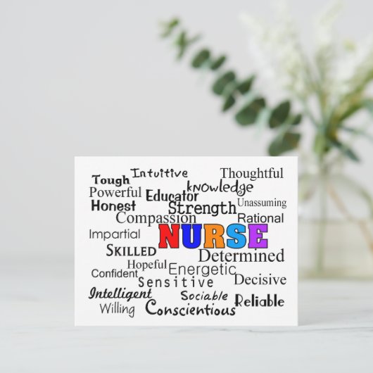 言葉の贈り物を説明するナース ポストカード (スタンド正面)