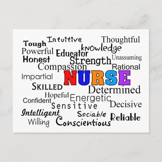 言葉の贈り物を説明するナース ポストカード (正面)
