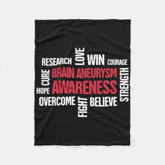 言葉は脳動脈瘤認識度 フリースブランケット (正面)