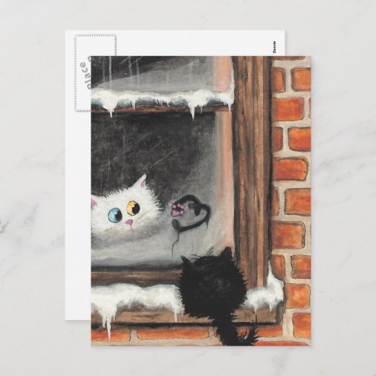 言葉は要らない – BiHrLeによるバレンタイン猫 シーズンポストカード (正面/裏面)