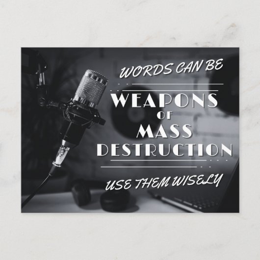 言葉はWMDになることができる – 聴覚の説明責任 ポストカード (正面)