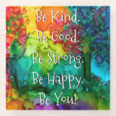 言葉やる気を起こさせるグラス感動的コースター ガラスコースター (正面)