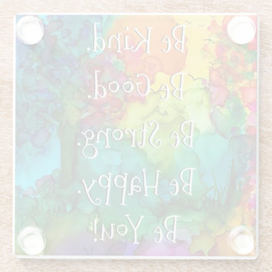 言葉やる気を起こさせるグラス感動的コースター ガラスコースター (裏面)