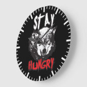 言葉やる気を起こさせる – お腹をすかせた状態 ラージ壁時計 (傾斜)