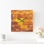 言葉やる気を起こさせる – 望みストップ、実行を開始する。 スクエア壁時計 (ホーム)