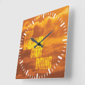 言葉やる気を起こさせる – 望みストップ、実行を開始する。 スクエア壁時計 (傾斜)