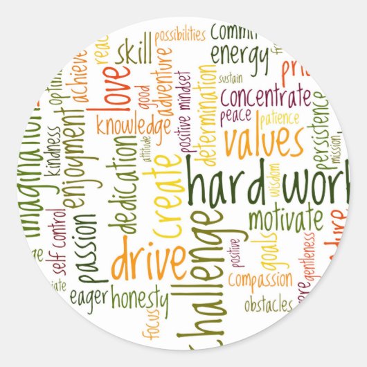 言葉やる気を起こさせる#2の前向き態度 ラウンドシール (正面)