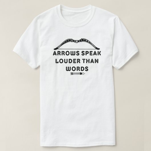 言葉よりも話大きい矢印 | アーチェリー愛好家 Tシャツ (デザイン正面)