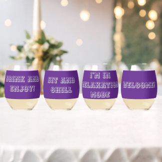 言葉を使った眼鏡 ステムなしワイングラス