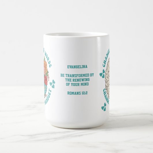 言葉を変える考え方を変えるクリスチャン コーヒーマグカップ (中央)