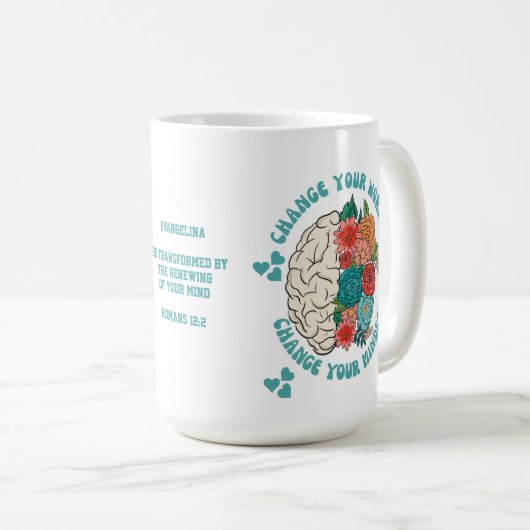 言葉を変える考え方を変えるクリスチャン コーヒーマグカップ (正面右)