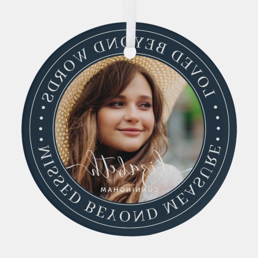 言葉を超えて愛されたメモリアルエレガントシック写真 ガラスオーナメント (裏面)