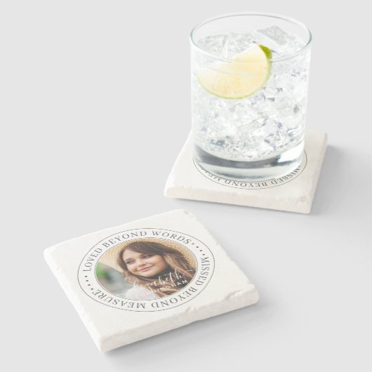 言葉を超えて愛されたメモリアルエレガントシック写真 ストーンコースター (横)