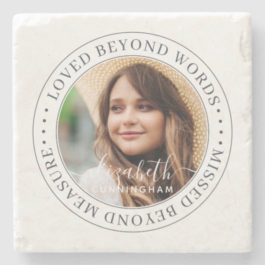 言葉を超えて愛されたメモリアルエレガントシック写真 ストーンコースター (正面)