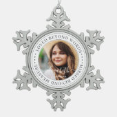 言葉を超えて愛されたメモリアルエレガントシック写真 スノーフレークピューターオーナメント (正面)