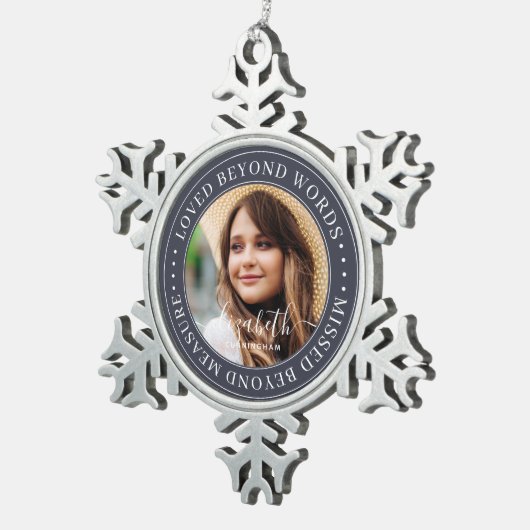 言葉を超えて愛されたメモリアルエレガントシック写真 スノーフレークピューターオーナメント (右)