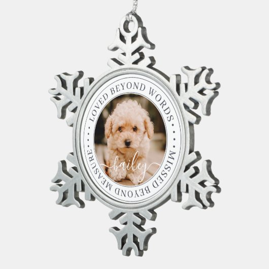 言葉を超えて愛されるペットエレガントメモリアルシック写真 スノーフレークピューターオーナメント (右)