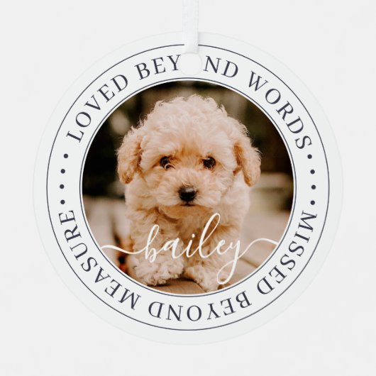 言葉を超えて愛されるペットエレガントメモリアルシック写真 メタルオーナメント (正面)