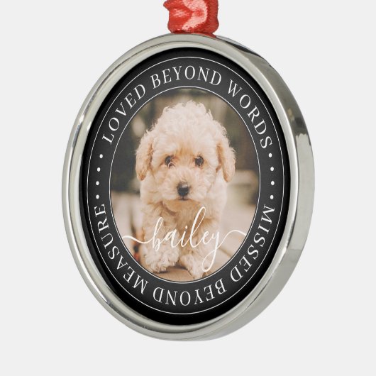 言葉を超えて愛されるペットエレガントメモリアルシック写真 メタルオーナメント (左)
