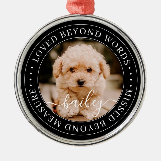 言葉を超えて愛されるペットエレガントメモリアルシック写真 メタルオーナメント (正面)
