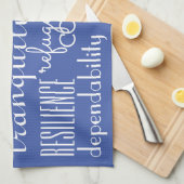 言葉クラシックで表した青 キッチンタオル (四つ折り)