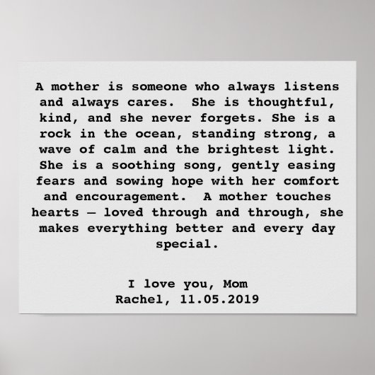 言葉パーソナライズされたで母に贈るウォールアートギフト ポスター (正面)