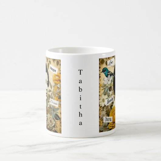 言葉パーソナライズされた感動的とヴィンテージ コーヒーマグカップ (中央)