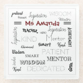 言葉メンター感動的先生感謝 ガラスコースター (正面)