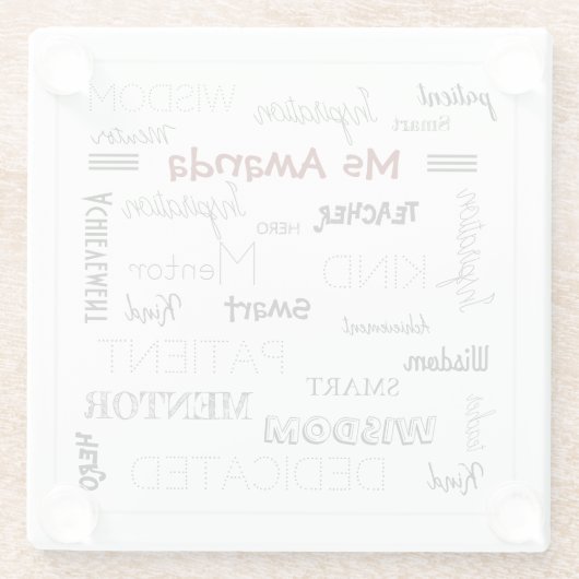 言葉メンター感動的先生感謝 ガラスコースター (裏面)