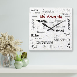 言葉メンター感動的先生感謝 スクエア壁時計