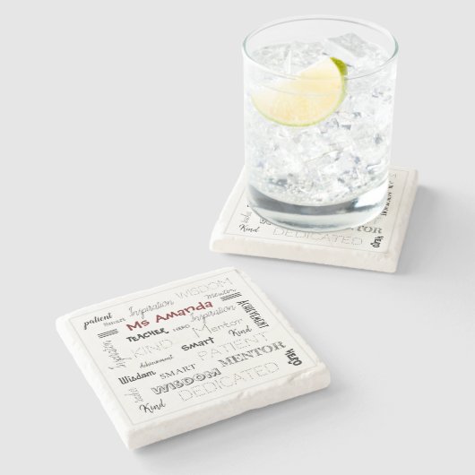 言葉メンター感動的先生感謝 ストーンコースター (横)