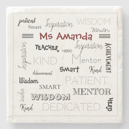 言葉メンター感動的先生感謝 ストーンコースター (正面)