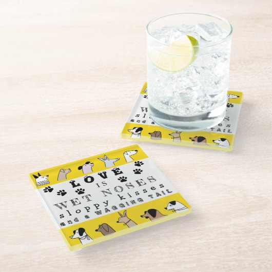 言葉ユーモアのある犬とペットの飼い主 ガラスコースター (アングル)