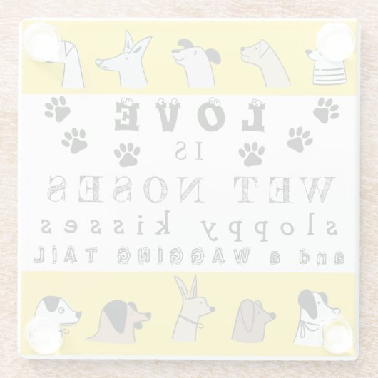 言葉ユーモアのある犬とペットの飼い主 ガラスコースター (裏面)