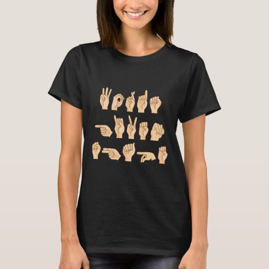 言葉与え形アメリカ手話言語1 Tシャツ (正面)